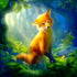 Fox in the Forest under Raining