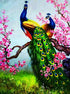Pink Flowers & Peacocks Pair