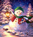 Snowman with Lantern on Christmas Night