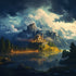 A Castle on the Lake Diamond painting