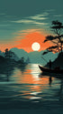 Boat at Sunset - diamond art