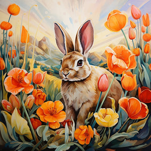 Bunny flower diamond painting