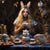 a girl having tea with bunnies Diamond Painting