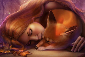 Beautiful Girl & Fox Paint by Diamonds