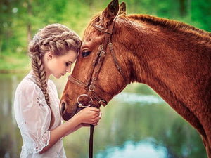 Beautiful Girl & Horse Paint by Diamonds