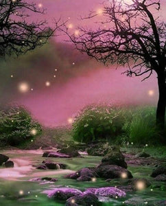 Beautiful Landscape & Fireflies Diamond Painting