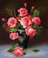 Black Vase & Pink Roses