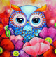 Cartoon Owl & Flowers Diamond Painting