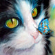 Cat with Butterfly on her Nose Diamond Painting