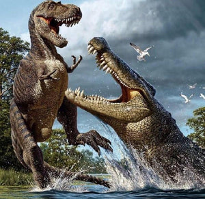 Crocodile & Dinosaur Fight Diamond Painting