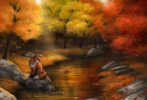 Fox in Autumn Forest Paint by Diamonds