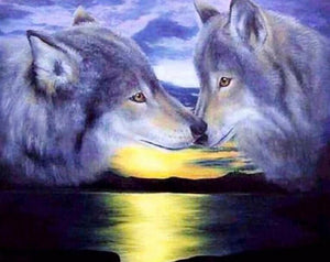 Loving Wolf Pair Paint by Diamonds