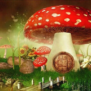 Mushroom House for Little Fairies Diamond Painting