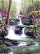 Pink Flowers & Beautiful Waterfall Diamond Painting