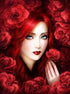 Red Flowers & Gorgeous Lady
