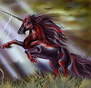Red Unicorn Diamond Painting Kit