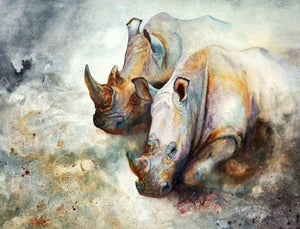 Rhinos Pair Paint by Diamonds