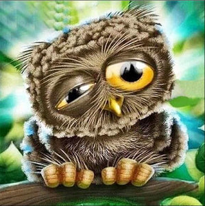 Sleepy Cartoon Owl Paint by Diamonds