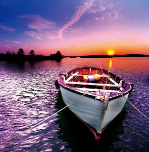 Sunset & Boat Paint by Diamonds