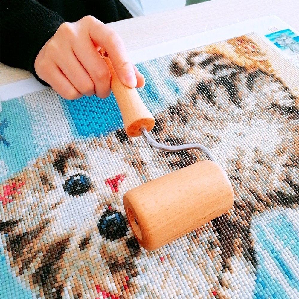 HAHIYO Wooden Roller 2 in 1 Design Diamond Painting Tool Roller Pottery  Tool Craft Clay Roller Diamond Art Roller Diamond Dot Painting Roller for  5D