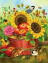 Squirrel, Sparrow & Sunflowers Painting