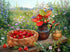 Basket Full of Strawberries & Flower Pott